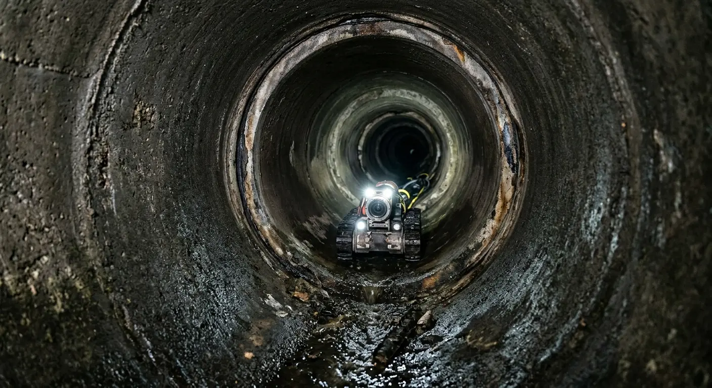Robotic sewer camera inspecting pipe interior for Sewer Line Cleaning in Holland